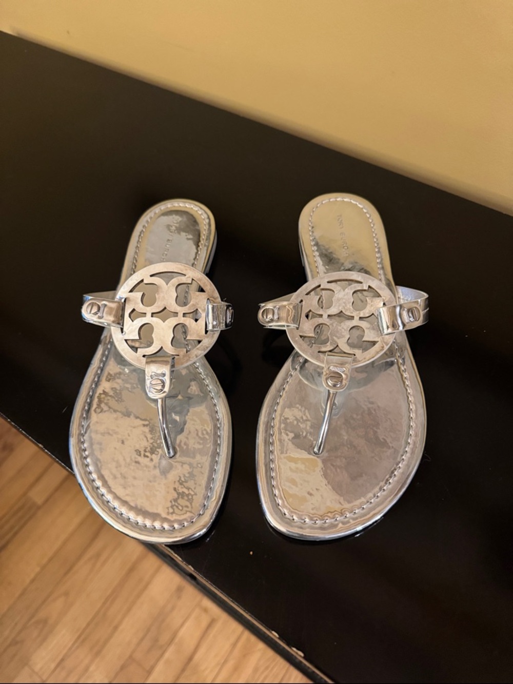 Tory Burch Metallic Silver Miller Thong Sandals